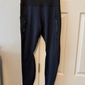 Athleta 7/8 Black and Navy Leggings with Pockets